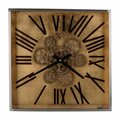 Homeroots Golden Gears Roman Numeral Square Wall Clock 401324